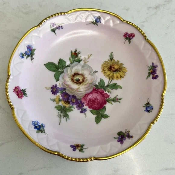 Vtg Mitterteich Bavaria Germany Pink Floral Tea Cup Saucer Gold Trim Shabby Chic - Picture 2 of 16